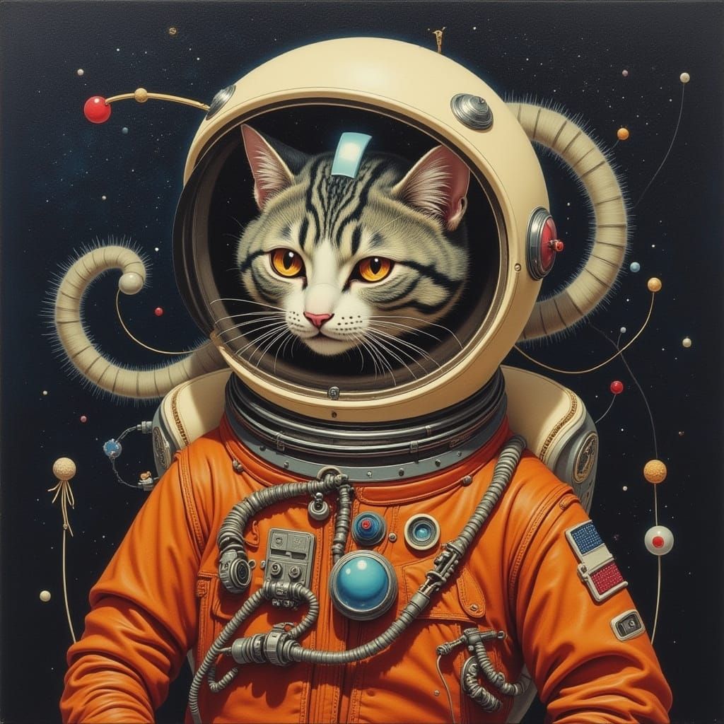Cosmic Cat in Futuristic Spacesuit