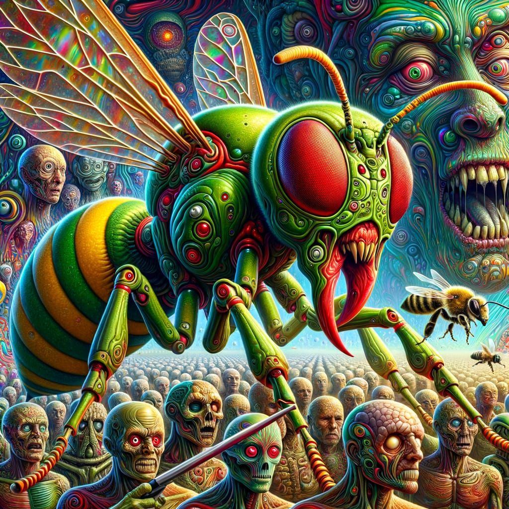 Psychedelic Alien Warlord in Surreal Scene