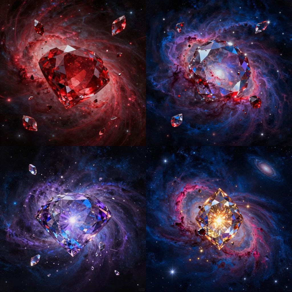 Garnet Diamond Shattering Into Cosmic Infinity