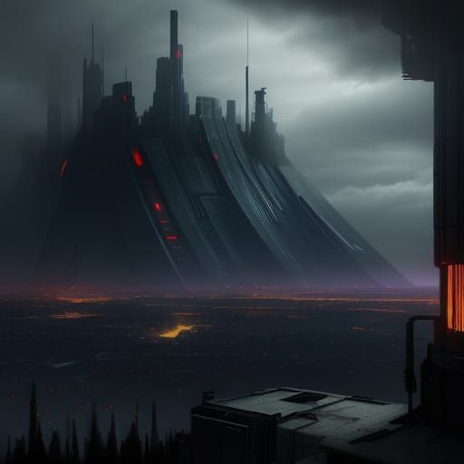 Dystopian Future Mining Outpost Panorama