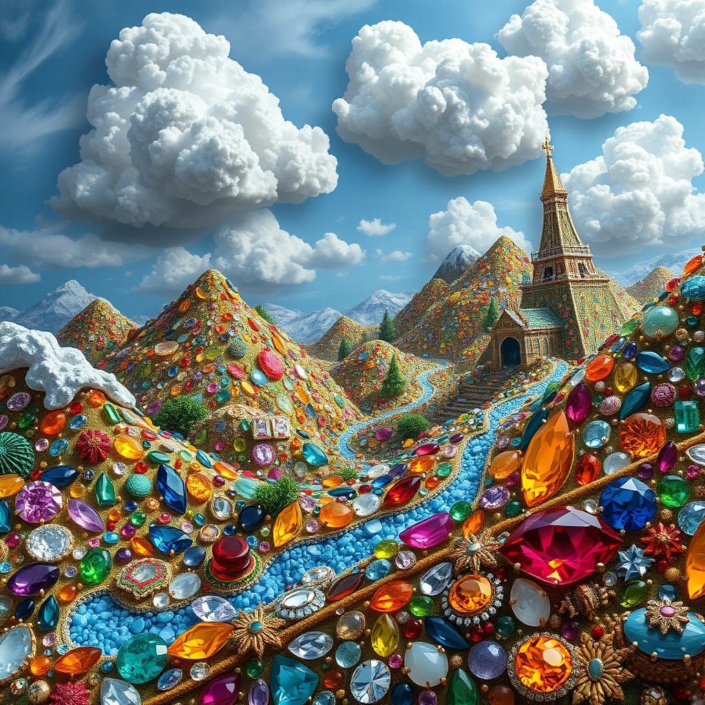 Gemstone Masterpiece: A Vibrant, Ornate Landscape