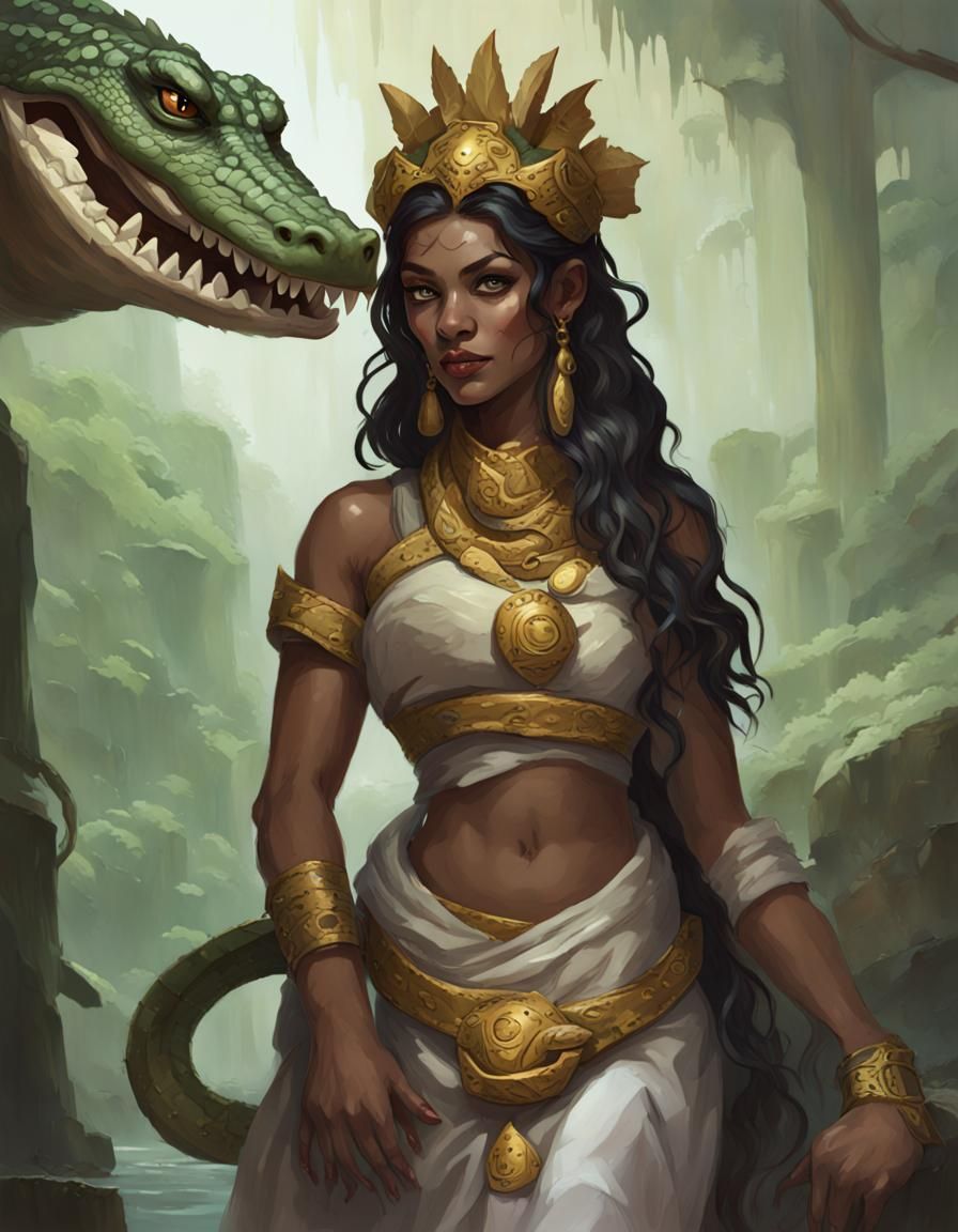 Crocodile Goddess of Good Fortune, Digital Art
