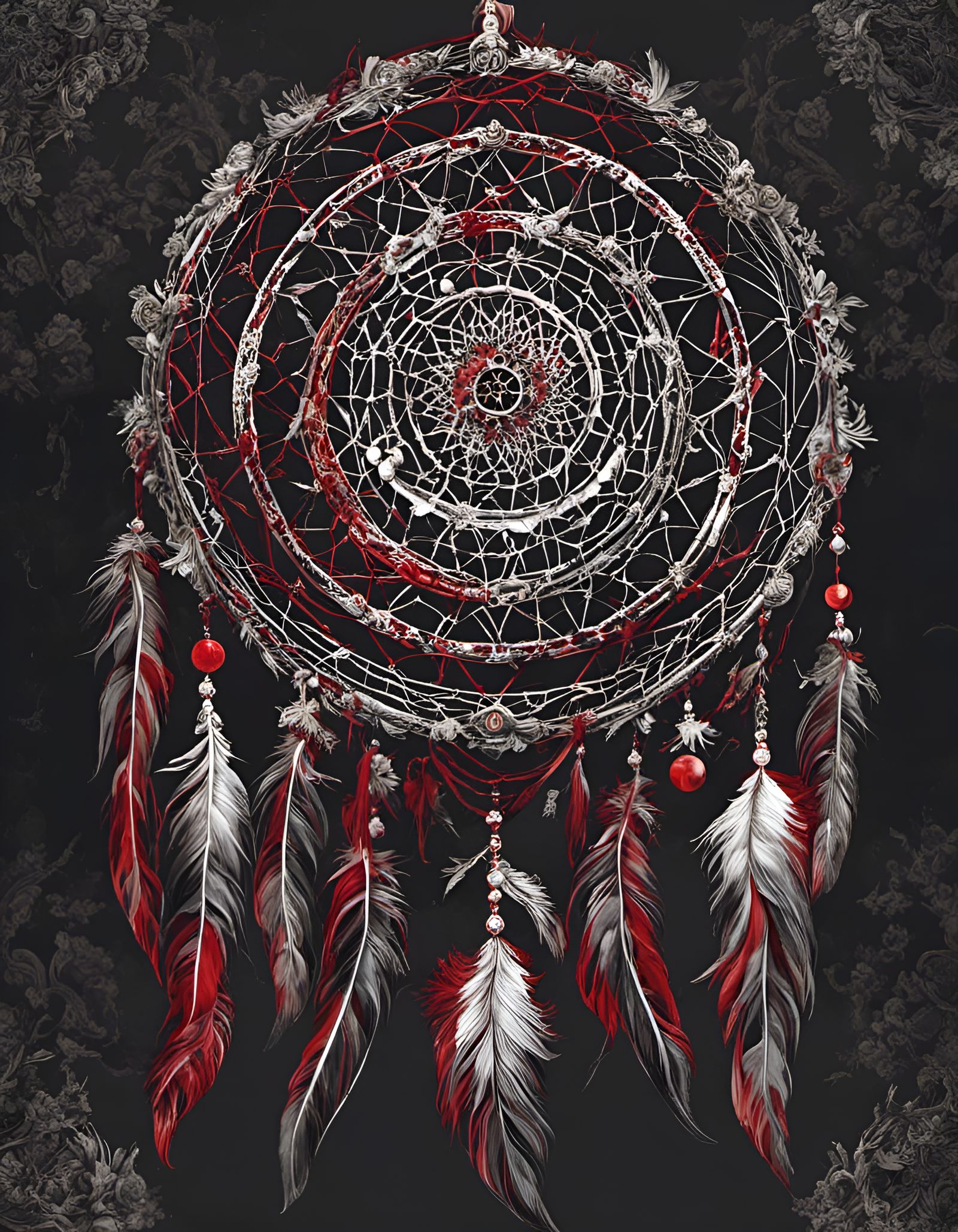 Visceral Gothic Dreamcatcher with Dripping Blood