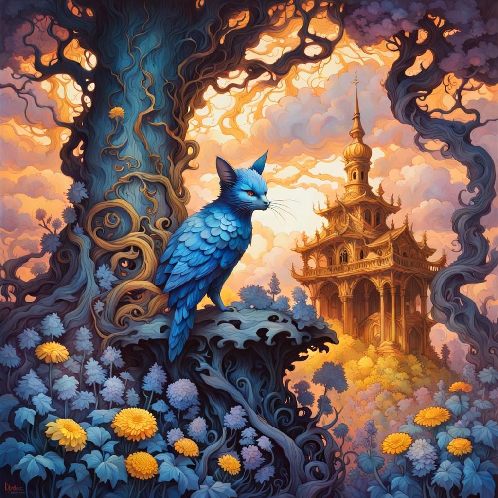 Iron Chrysanthemum in Ruined Hall: James Jean Style