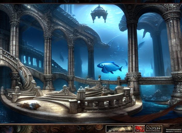 Detailed Atlantis Underwater Scene in Cel-Shaded Style