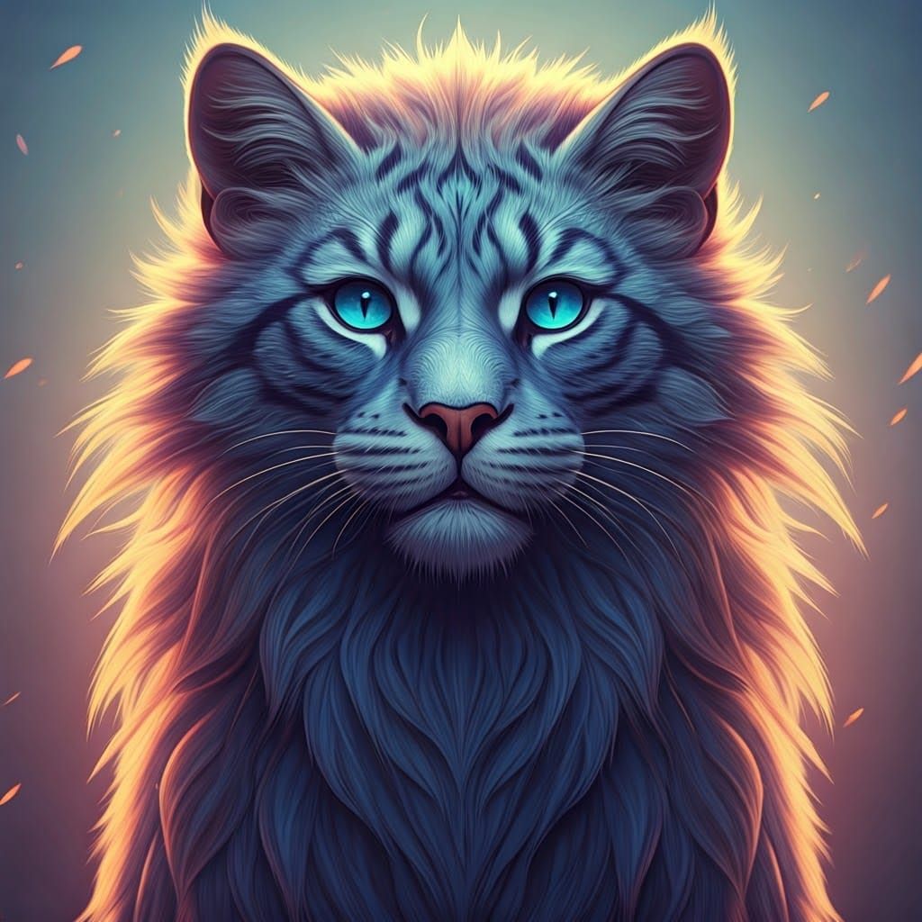 Majestic Feline in Vibrant 3D Anime Style