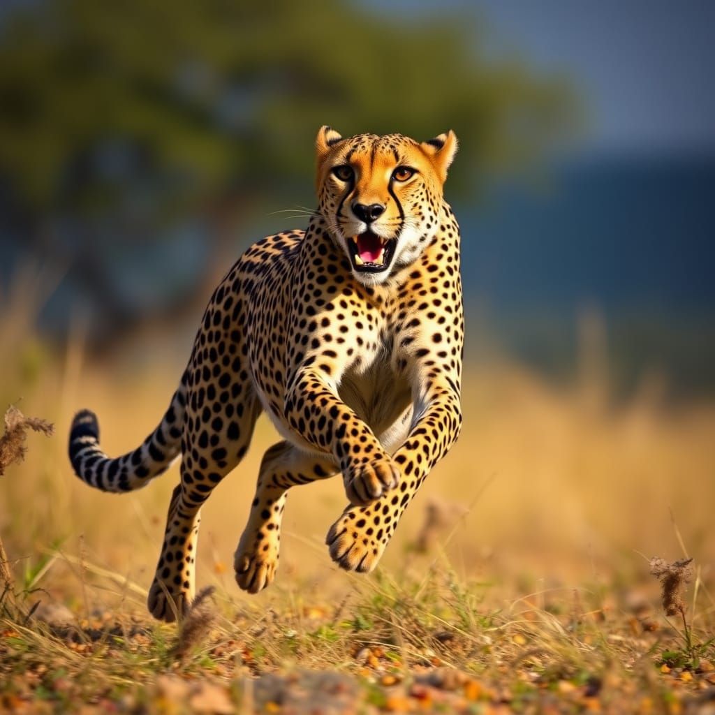 Cheetah Running on the Savanna