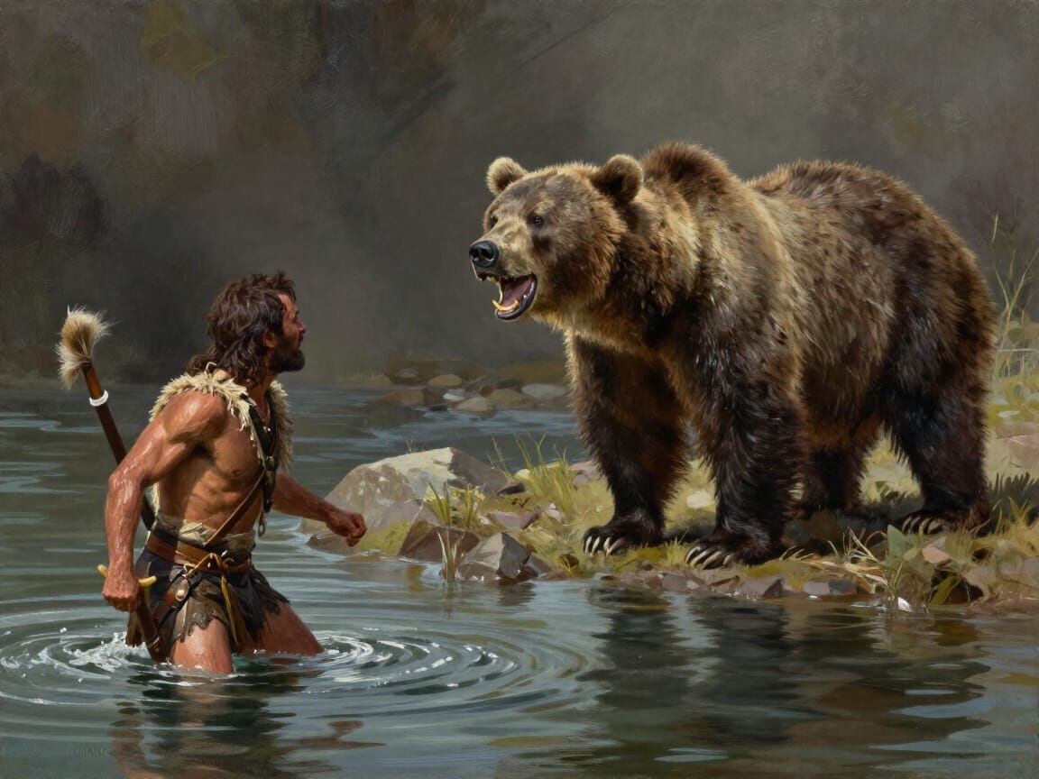 Prehistoric Hunter Outsmarted by Bear in Dramatic Digital Pa...