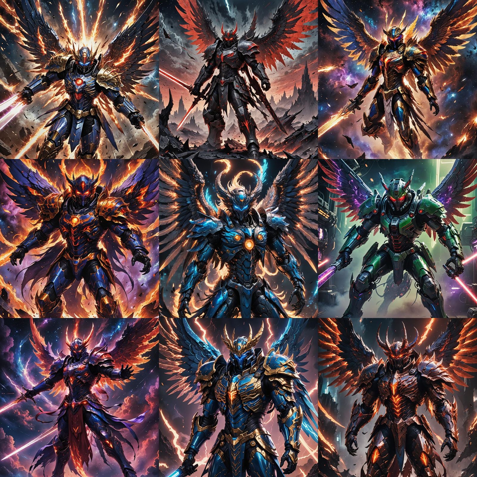 Demonic Seraphim Space Warrior in Anime Style