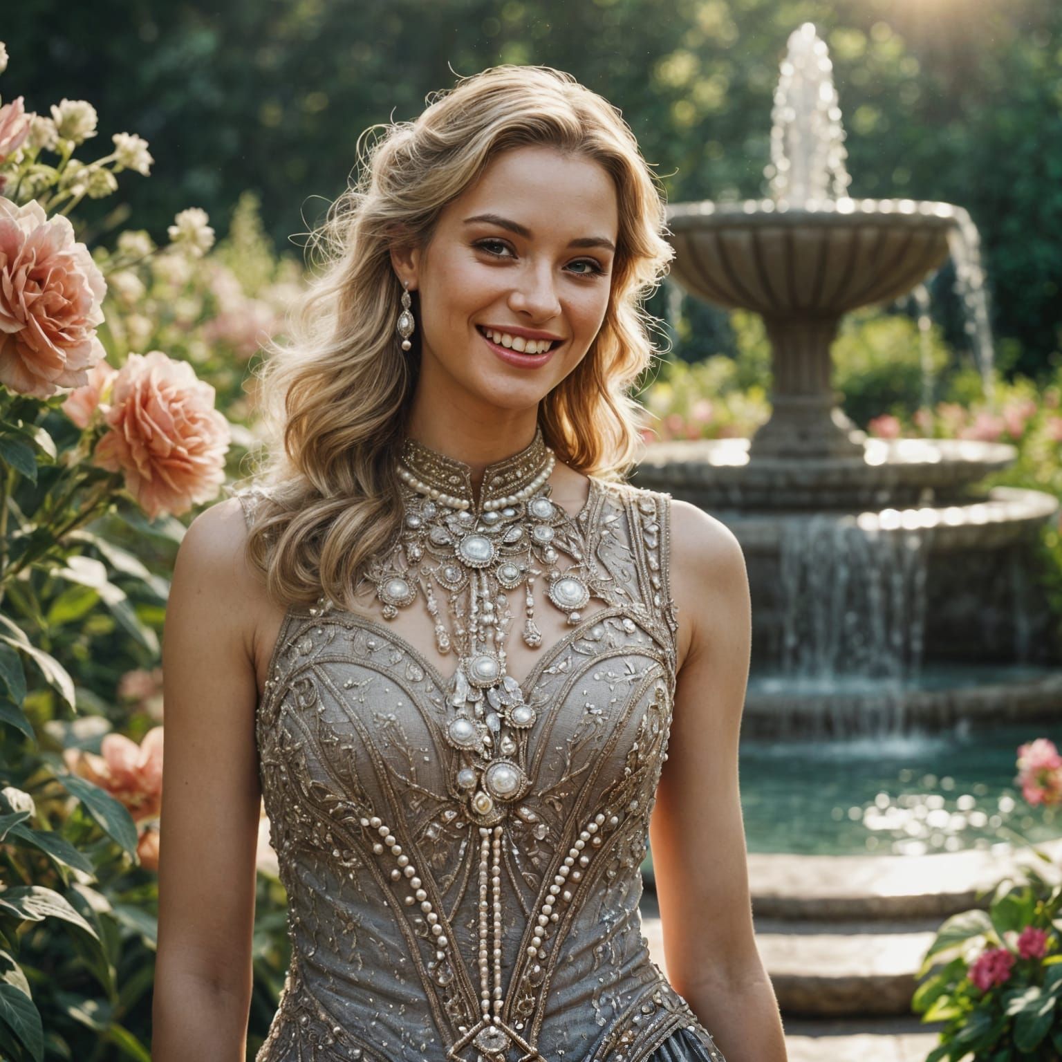 Hyper Realistic Portrait of a Blonde Woman in Futuristic Fas...