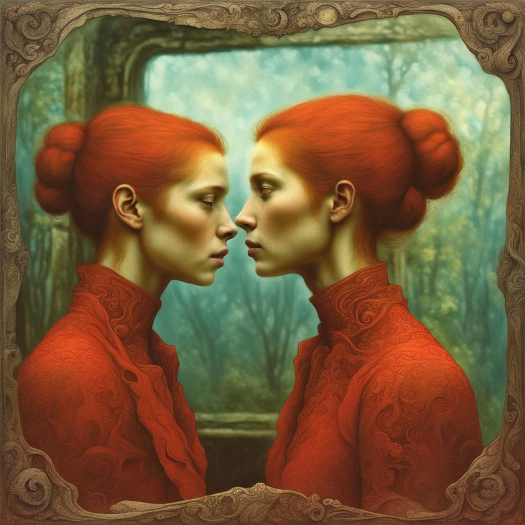 Elegant Redhead Captivates with Sultry Gaze in a Faded Polar...