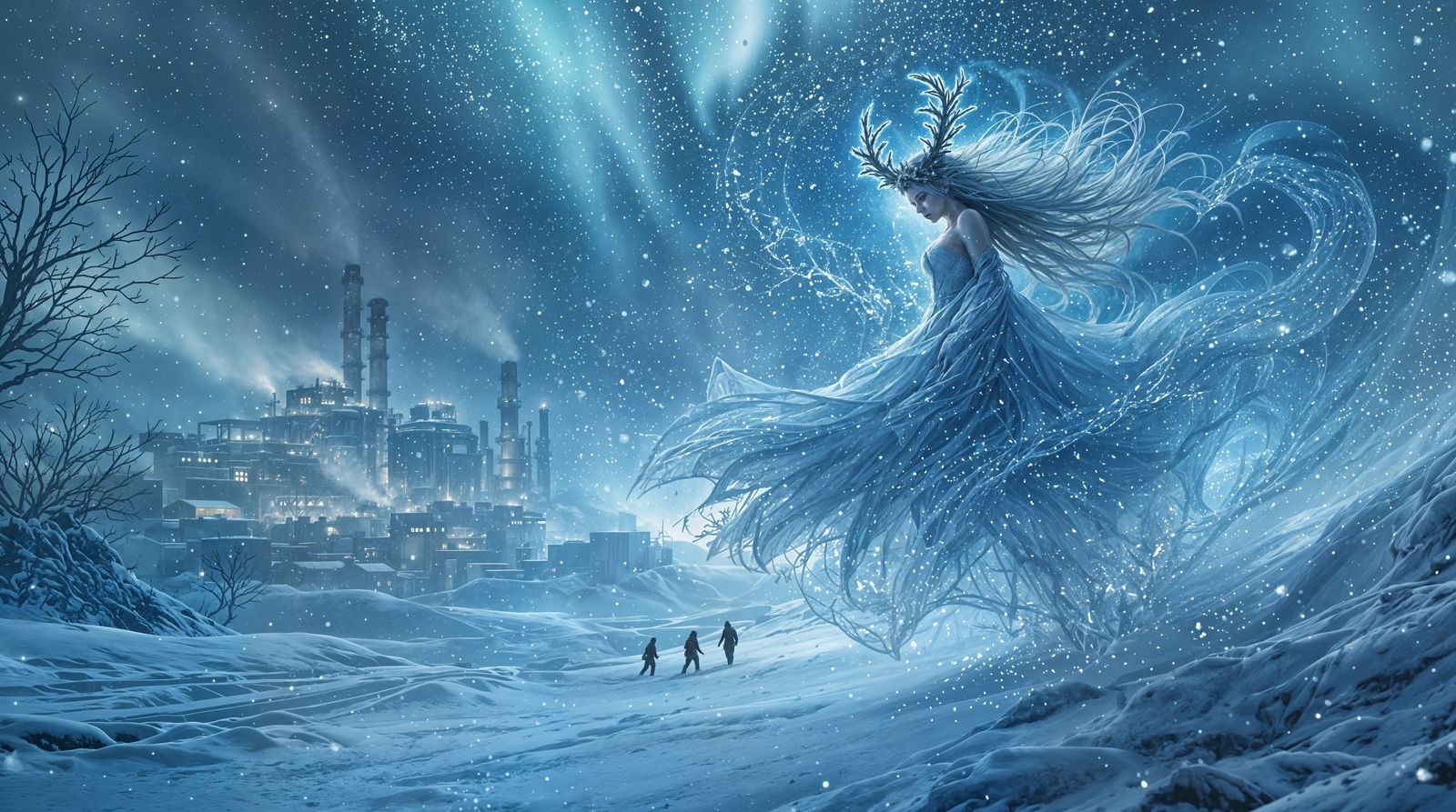 Winter Goddess Unleashes Fury on Industrial Ruin