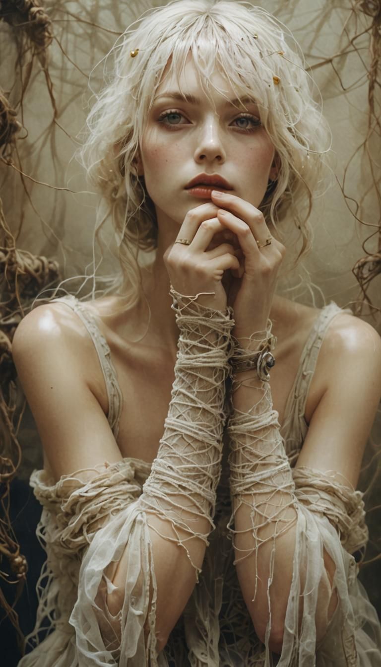 Girl in Fishing Net Dress: Unique AI Image