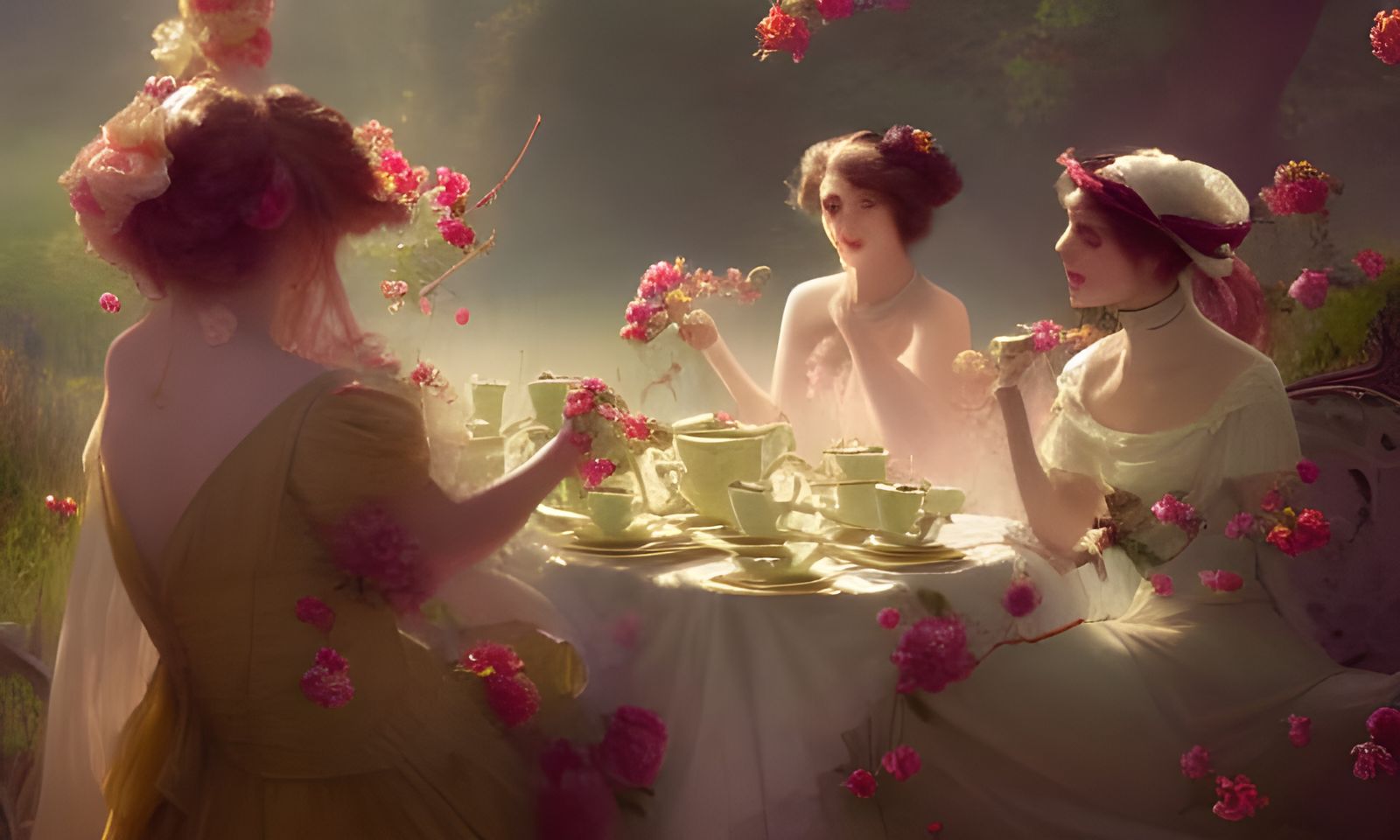 Victorian Tea Party in Springtime Rose Garden