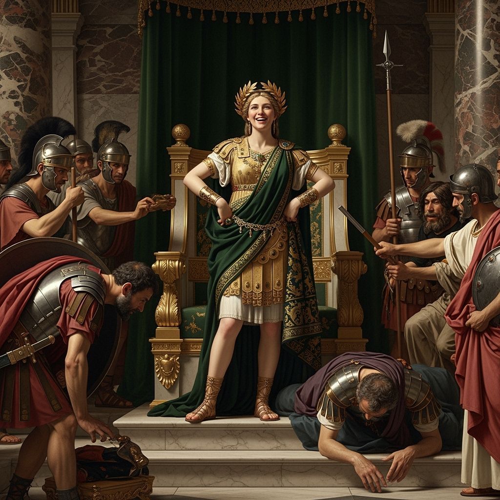 Empress Messalina in Lavish Throne Room, Baroque Style