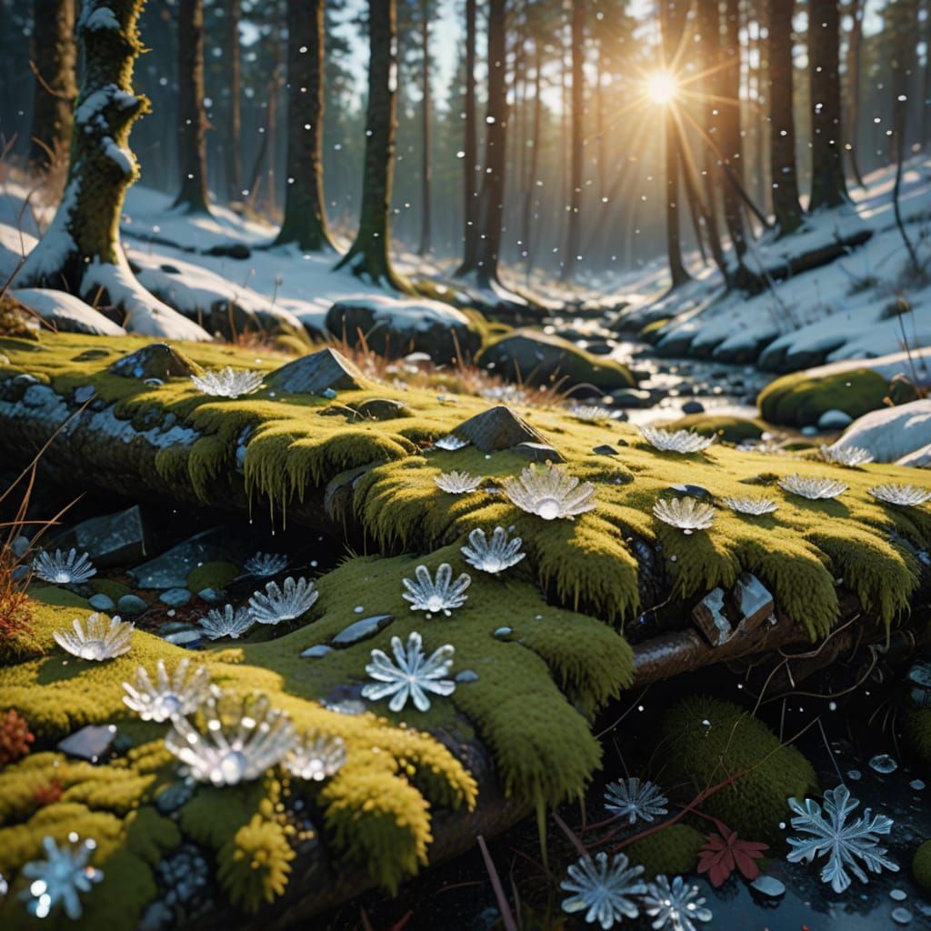 Fantasy Tundra Scene in Vibrant Oil Painting Style