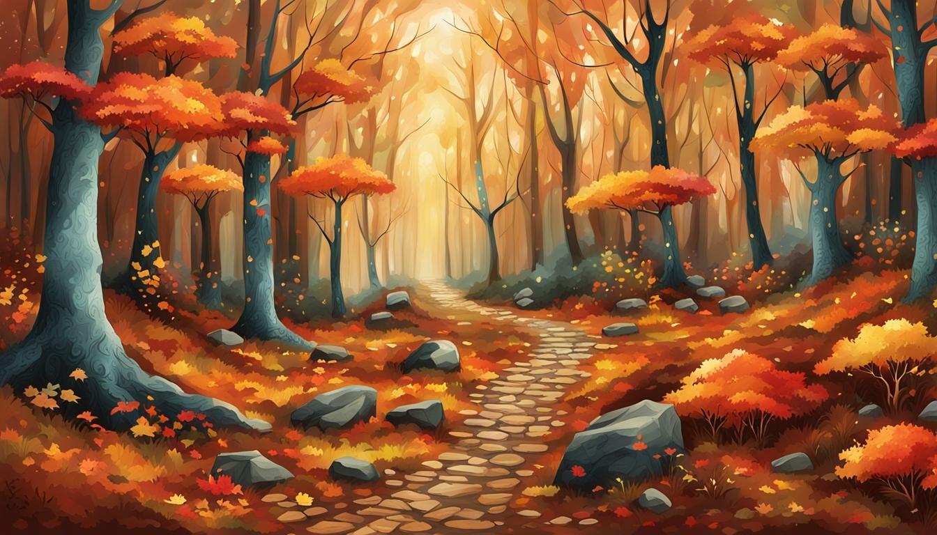 Enchanted Autumn Forest in Storybook Style