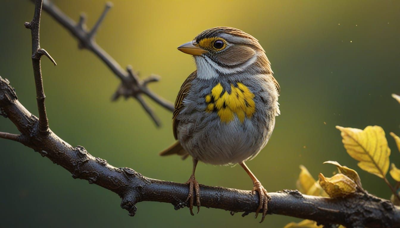 Vibrant Yellow-Throated Sparrow Lands on Branch in Splash Ar...
