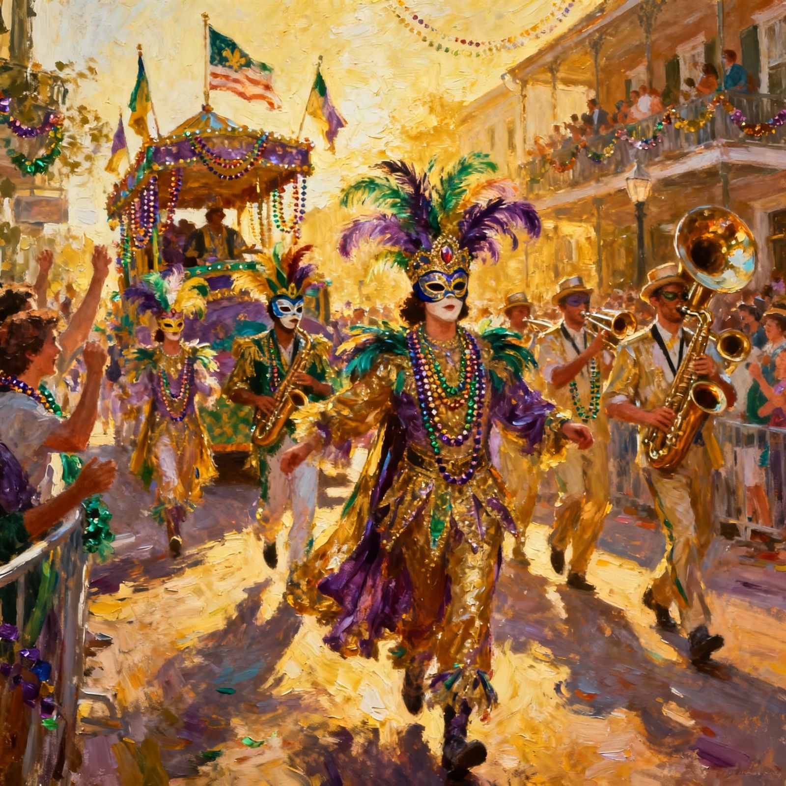 New Orleans Carnival Oil Painting