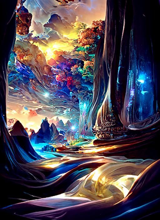 Luminescent Fire Elemental in a Sci-Fi Landscape