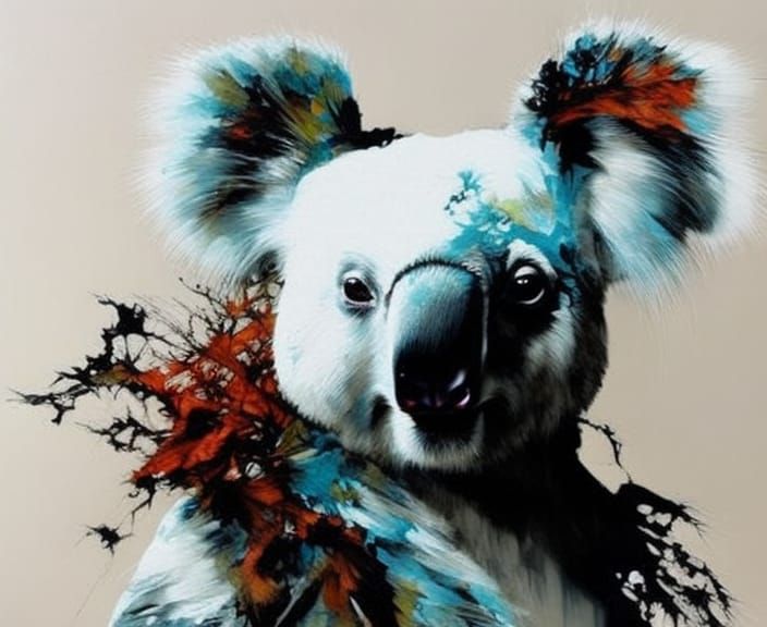Adorable Koala Portrait in Splash Art Style