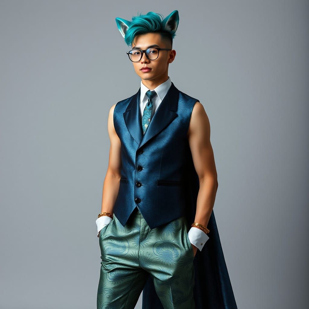 Non-Binary Formal Attire in Peacock Colors