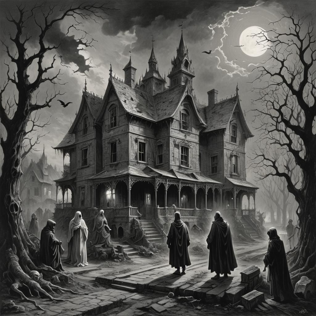 Haunted House Ghost in Horror Fairy Tale Style