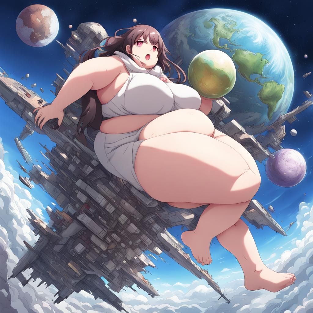 Planetary Anime Girl in Space