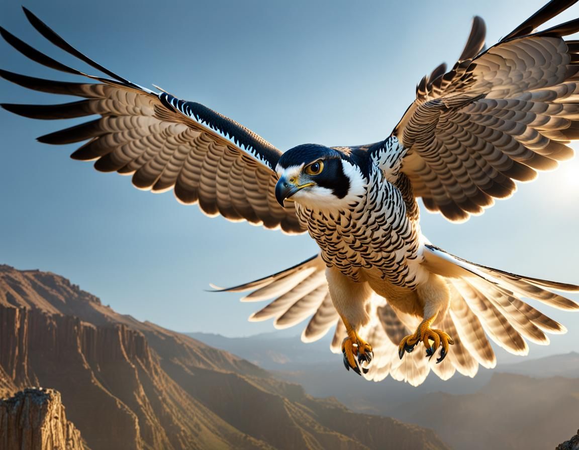 Peregrine Falcon in Flight: Luis Royo Style Portrait