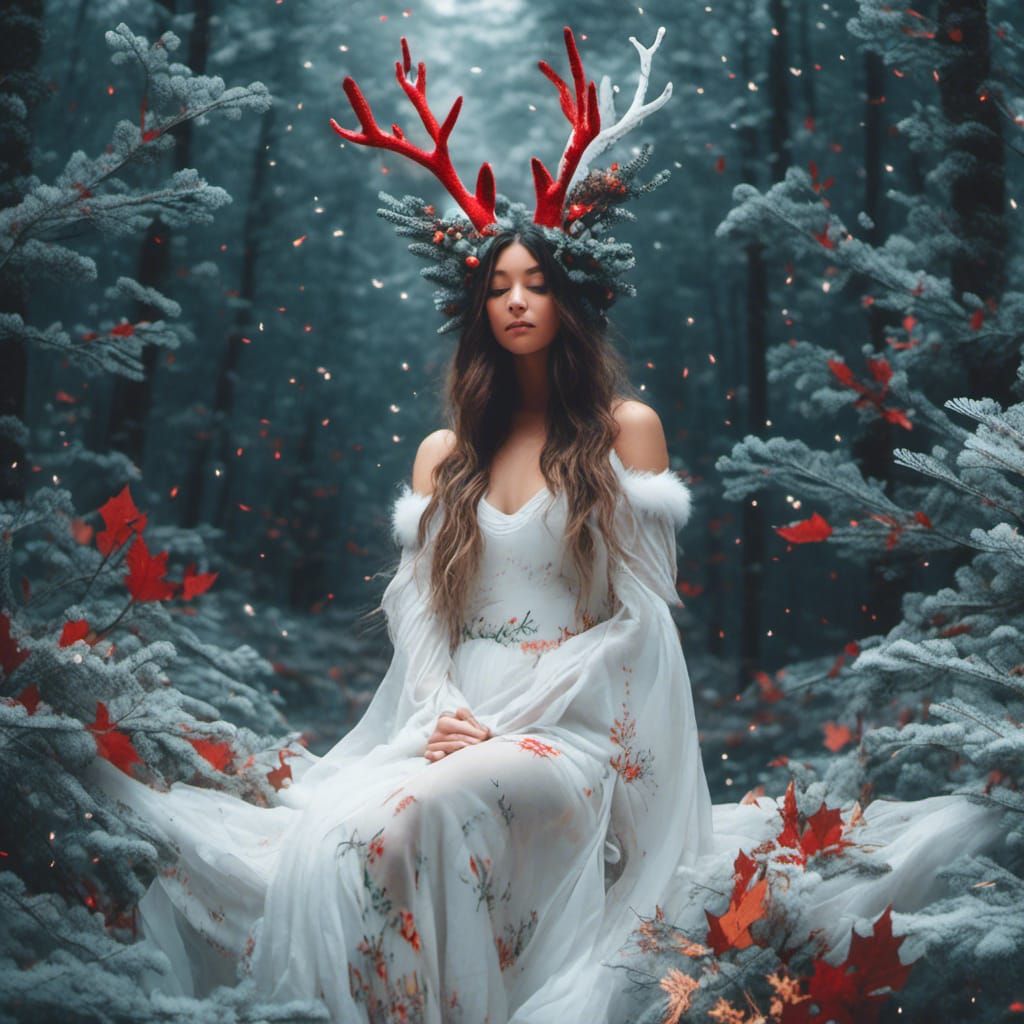 Forest spirit, xmas mood, white dress