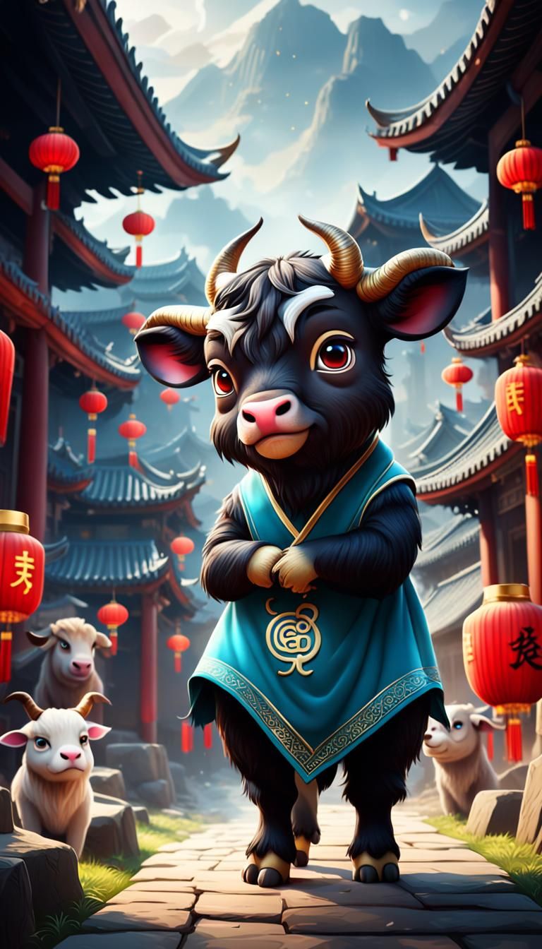 Cute Chinese Zodiac Ox in Cinematic Style