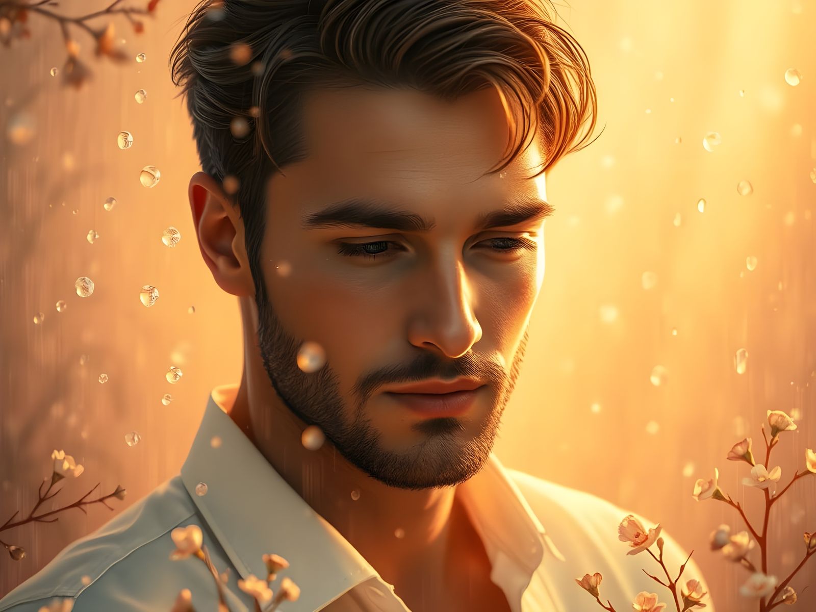 Golden Aura with Tender Botanical Elegance