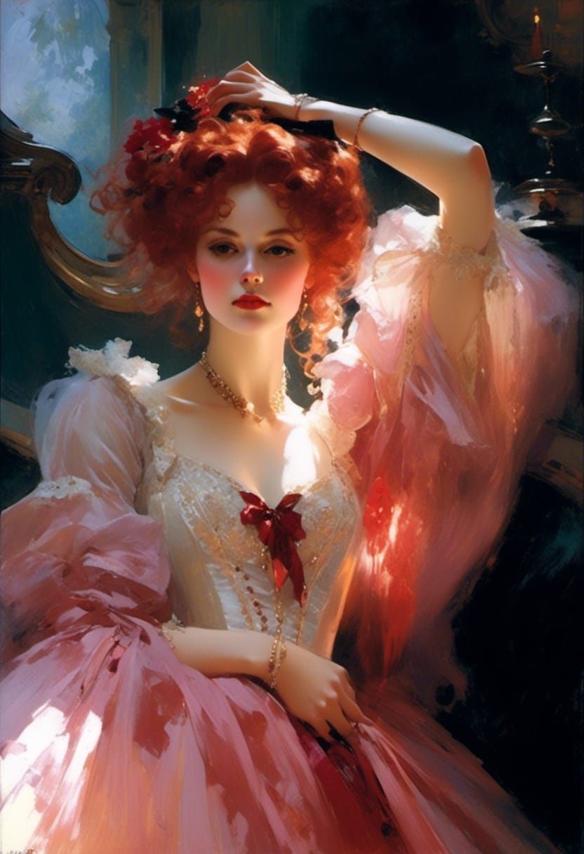 Victorian Vampire Mina Harker in Edward Cucuel Style