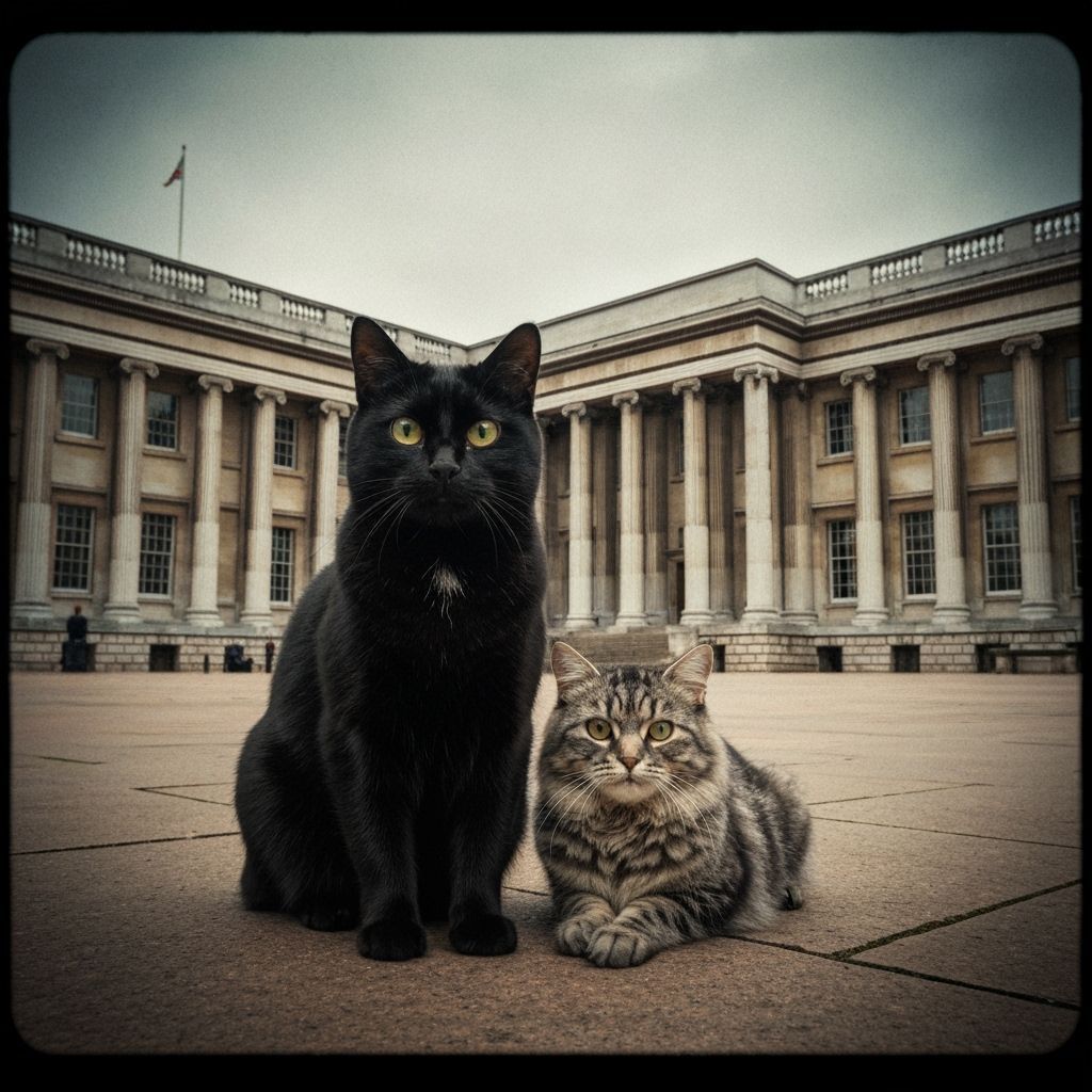 Cats Guarding The British Museum Cinematic Film Still