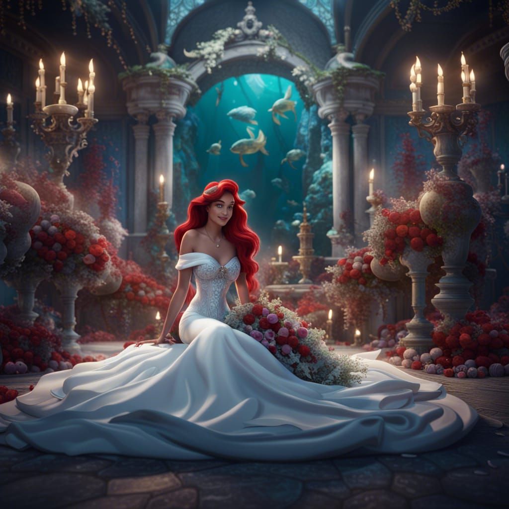 Ariel's Mermaid Wedding: Detailed Fantasy Concept Art