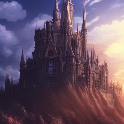 Majestic Demon Castle in Anime Style