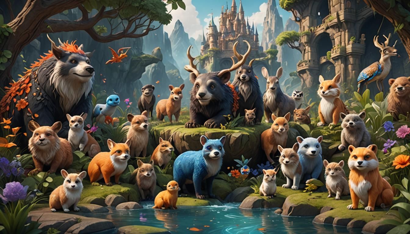 Fantastical Cute Animals in Detailed Digital Painting
