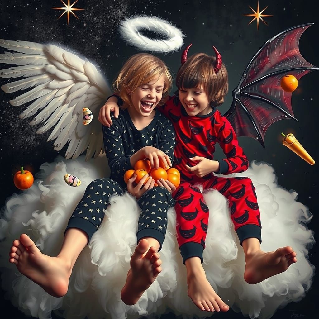 Angels in Golden Light, in Romantic Style