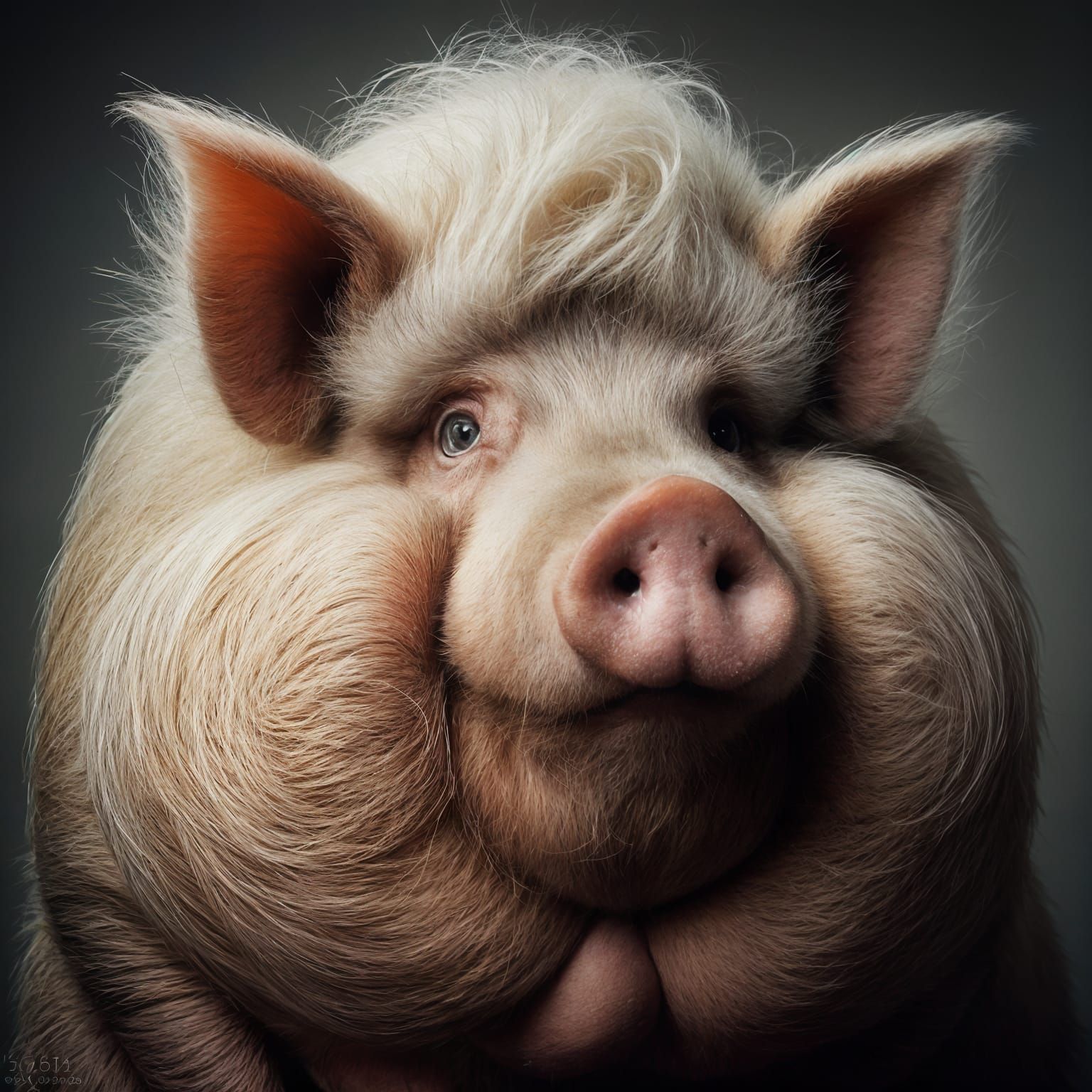 Sarcastic Pig Portrait in Studio Setting