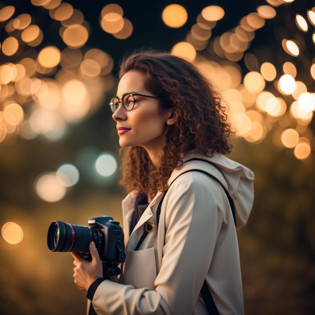 Scientist Observes Cosmos in Professional Photography Style