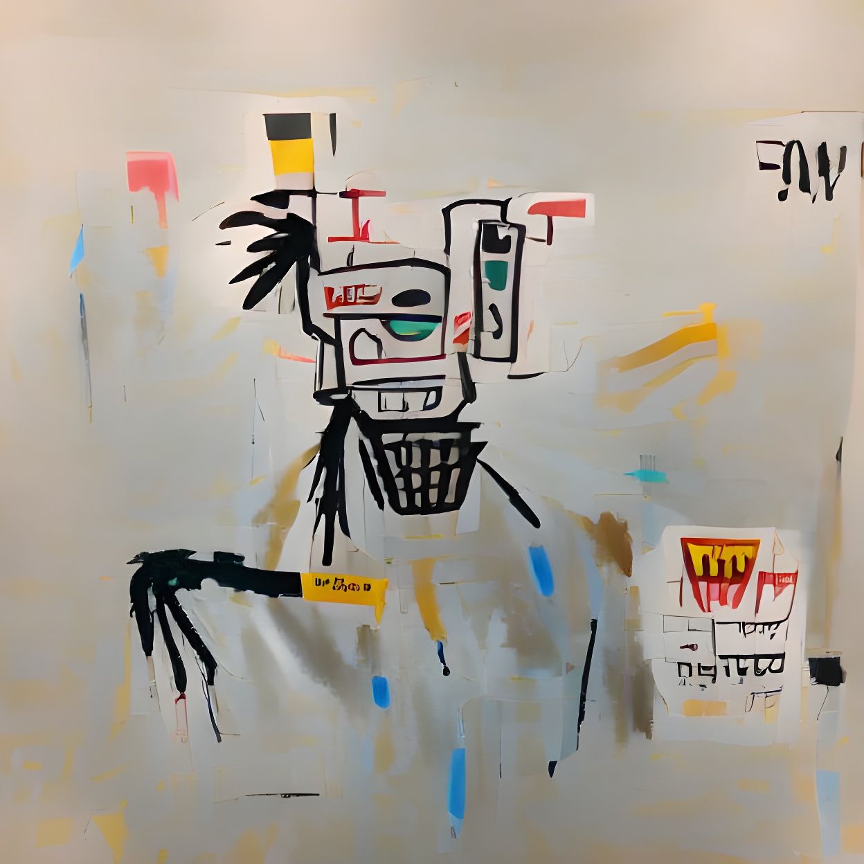Robot in the style of Basquiat
