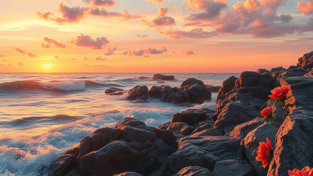 Sunset Seascape in Impasto Style with Joyful Colors