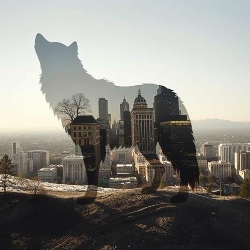 City of Canine Majesty in Double Exposure