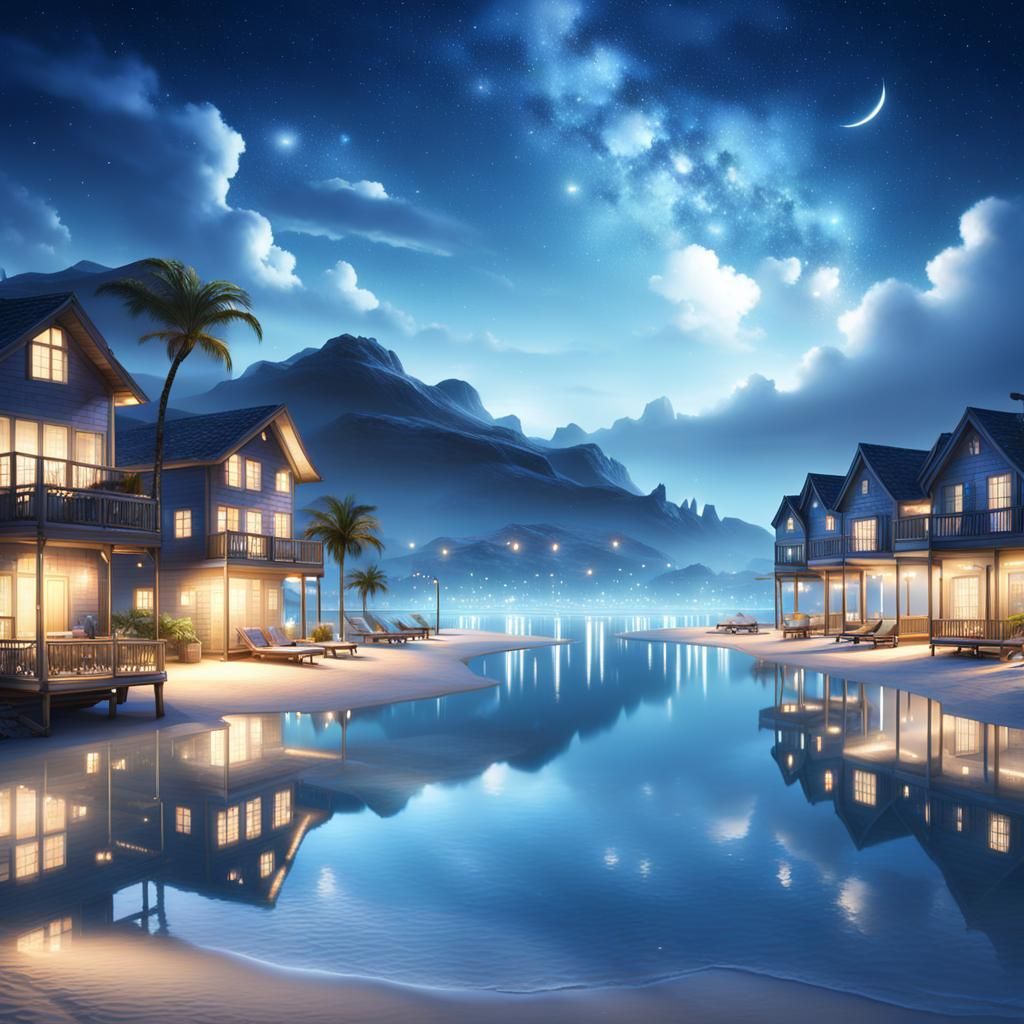 Night scene on the beach