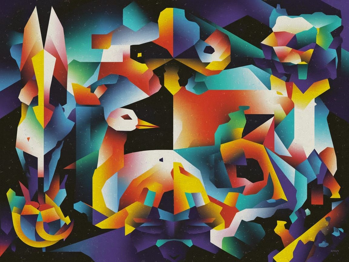 Ethereal Dieselpunk Surrealism: A Cubist Masterpiece