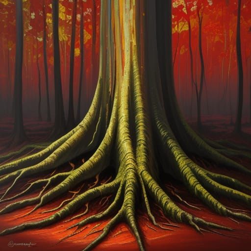 Dreadwood: Neo-Impressionist Colossus in Warm Golden Light