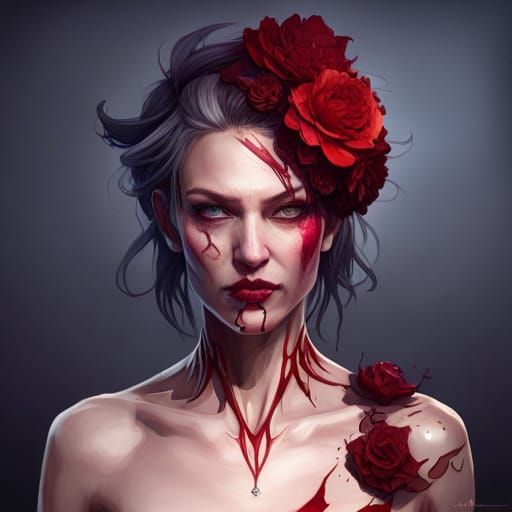 Bloody Queen Portrait in Art Nouveau Style