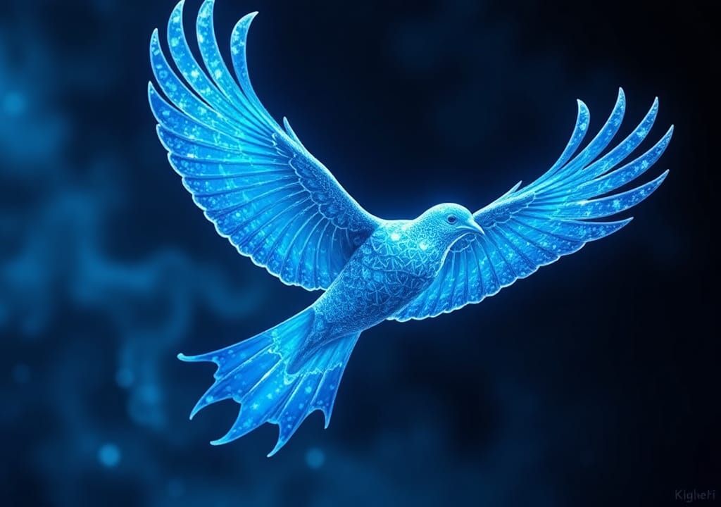 Incredible Biometric imagineer, magical masterpiece, ethereal fantasy, flying blue bird
