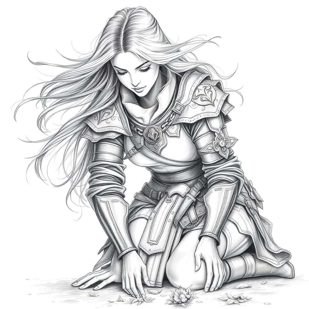 Celtic Warrior Woman Pencil Sketch