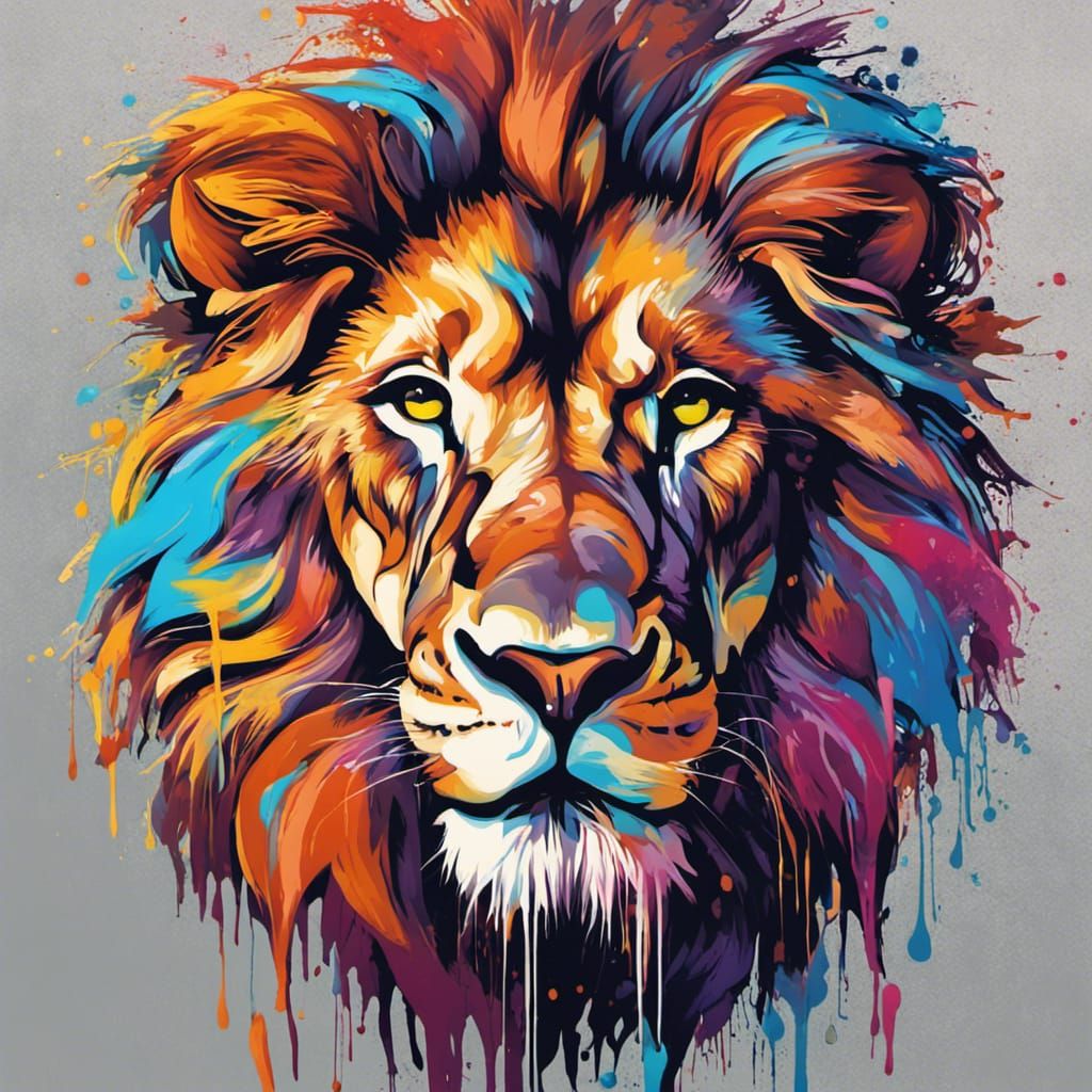 Colorful Lion Clip Art in Graffiti Style